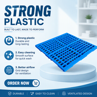 Rantai Dingin Makanan Laut, Logistik 4 Arah, Pallet Plastik HDPE, Dek Berlubang, Sembilan Kaki, Dapat Ditumpuk, Penyimpanan Ruang Pendingin, Skid Grosir