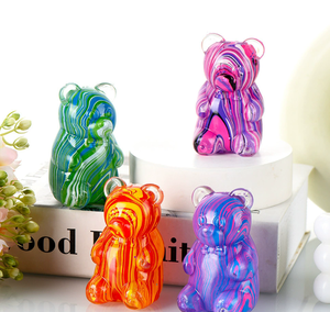 Ours scintillant peint à la main en sucre de malt, jouet anti-stress souple à récupération lente avec tourbillon doré, logo personnalisé, en silicone PU - Product Image 3