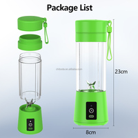 Draagbare Usb Elektrische 380Ml Juicer Blender 6-blade Mini Smoothie Mixer Shakes Vruchten Draadloze Oplaadbare Voor Auto Hotel Buiten