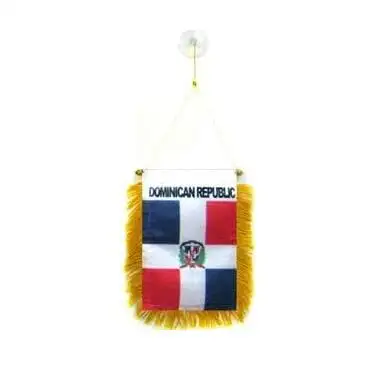 Alta calidad personalizada República Dominicana Mini Banner 6 ''x 4'' Banderín 15x10 cm Mini Banners 4x6 pulgadas Ventosa Percha