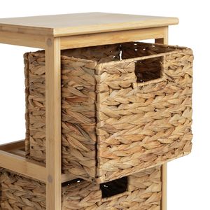 Meuble de rangement de salle de bain en bambou écologique de qualité supérieure, 3 tiroirs, paniers en jonc de mer tressé, moderne et multifonctionnel pour serviettes - Product Image 2