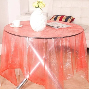 Solid Color Floral Pattern <b>Disposable</b> Plastic PE Tablecloth Rectangular Desk Cloth Cover for Banquets Weddings Home Use - Product Image 4
