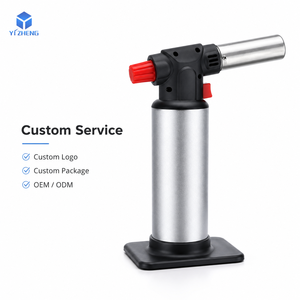 Briquet torche au butane rechargeable de haute qualité en métal bleu, flamme fixe et réglable, design classique pour le camping - Product Image 3