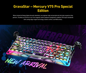 <span class=keywords><strong>Teclado</strong></span> GravaStar Mercury V75 <span class=keywords><strong>Pro</strong></span> con interruptores magnéticos, activación rápida, efecto Hall, triple modo, RGB, Hot Swap, Gasket, para juegos FPS - Product Image 2