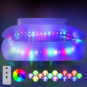 Canapé gonflable 2 places en PVC avec lumières LED et pompe électrique, chaise longue gonflable illuminée - Product Image 2