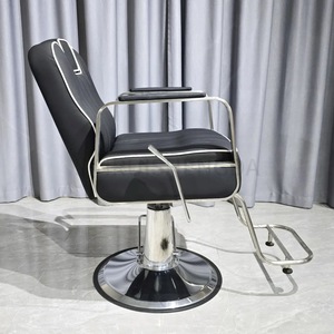 Silla de Barbero Hidráulica Reclinable JINRUISHENGDA, Silla de Estilismo Giratoria 360° con Altura Ajustable y Marco Cromado para Barbería - Product Image 1