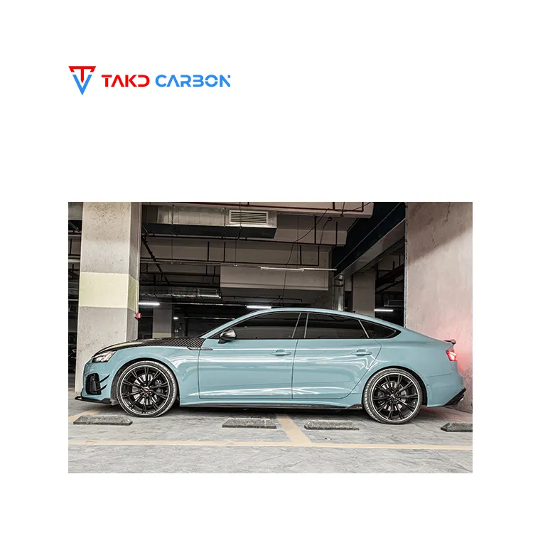 TAKD Marca De Carbono Perfeito Montagem Aerodinâmica universal spoilers traseiros Dry Fibra De Carbono Saias Laterais Para AUDI A5,S5 PA B9.5