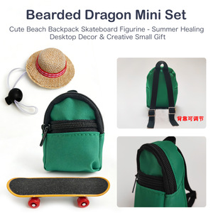 Ensemble de 3 jouets transfrontaliers pour petits animaux : <span class=keywords><strong>Lézard</strong></span>, Hamster, Tortue - Planche à roulettes pour animaux, Sac à dos, Chapeau - Superbe ensemble - Product Image 4