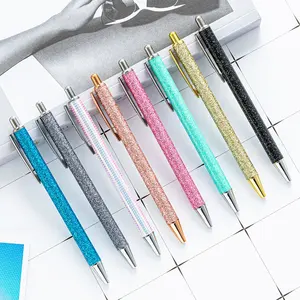 Luxury Business Pen Metal Sparkling Ball Pen Colorful Fancy Glitter Click Ballpoint with Custom Imprint