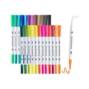 Juego de Marcadores de Arte de Doble Punta Bonvan, Estilo Nuevo, Coloridos, de Plástico PP, para Libros de Colorear, Diarios y Pintura - Product Image 1
