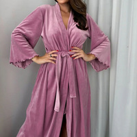 Ensemble de vêtements de nuit pour femmes, robe de nuit longue de luxe, robe de nuit ample à col en V pour l'hiver