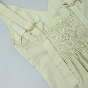 Conjunto de Chaleco y Pantalones Cortos de Algodón <span class=keywords><strong>para</strong></span> Niñas, Primavera 2026, Cuello en V, Plisado, Cintura Alta, Estilo A-Line, OEM por China, Conjunto de 2 Piezas - Product Image 6