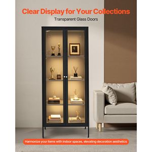 Moderno Armadio Espositore in Metallo con Porte in Vetro di Grande Capacità per Soggiorno e Ufficio Domestico - Product Image 6