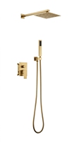 Ensemble de robinetterie de douche pluie dorée moderne et contemporaine en acier inoxydable SUS304, barre coulissante thermostatique, montage mural, garantie 5 ans, pour hôtel
