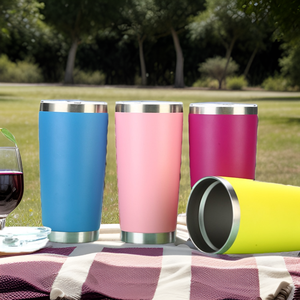 Gobelets à vin sans pied en acier inoxydable personnalisés de 12oz tasses en verre pailleté isolées sous vide et écologiques avec couvercle en paille café en gros - Product Image 2