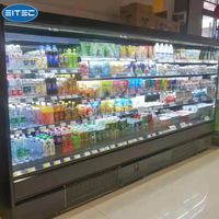 Réfrigérateur commercial à porte vitrée ouverte, vitrine réfrigérée verticale à paroi froide, refroidisseur de boissons