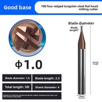 End Mill Berlapis Baja Tungsten 70 Derajat 4 Mata Pisau untuk Pemrosesan Khusus Material Keras Tinggi yang Dikeraskan dengan Panas CNC