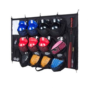 12 Player Dugout Organizer <b>Storage</b> Hanging Baseball Helmet Bag to Organize Baseball Equipment Including Helmets Gloves - Product Image 1