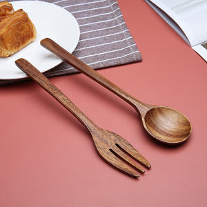 Juego de Cubiertos de Madera con Cuchara de Madera Faltante, Juego de Tenedor y Cuchara de Estilo Japonés para Uso Doméstico, Cuchara de Sopa de Madera Sin Pintar. - Product Image 3