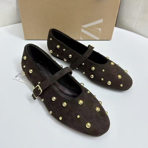 <span class=keywords><strong>Scarpe</strong></span> <span class=keywords><strong>Collezione</strong></span> Primavera 2025 Nuove Mary Jane Nere con Fondo Piatto, Slip-on Monofascia, Punta Tonda e Dettaglio Rivetto alla Moda - Product Image 5
