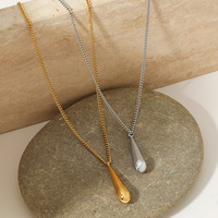 Vente en gros de colliers à pendentif goutte d'eau design de chaîne à maillons en acier inoxydable plaqué or bijoux sans ternissement