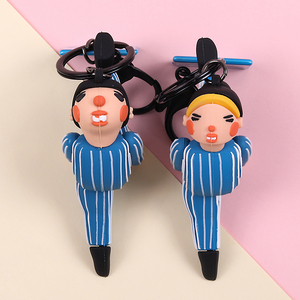 Hàn Quốc Dễ Thương Thể Dục Nhảy Múa Bệnh nhân Móc Chìa Khóa Phụ Nữ Charms Vui PVC Cao Su Vài Móc Khóa Xe Túi Keyring Valentine Quà Tặng - Product Image 2