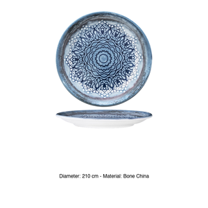 Assiette à dessert Gural Blue Voyage, impression numérique, nouvelle porcelaine fine, 21 cm, fournitures de restaurant, vaisselle de traiteur, vente en gros - Product Image 3