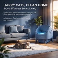 Grande litière intelligente pour chat avec compartiment à déchets dissimulé et nettoyage automatique pour plusieurs chats