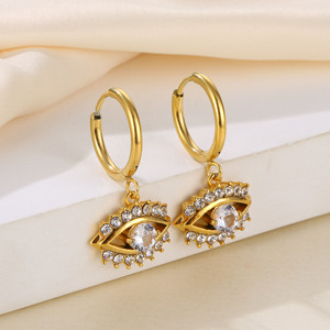 Brincos de argola da estrela do norte, pequeno, brincos banhados a ouro 18k, joias, diamante, zircônia cúbica, brinco de aro de olho evil para mulheres e meninas - Product Image 3