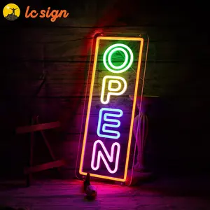 Impermeabile pubblicità appeso neon sign custom made led neon segno aperto con acrilico trasparente pannello posteriore neon sign