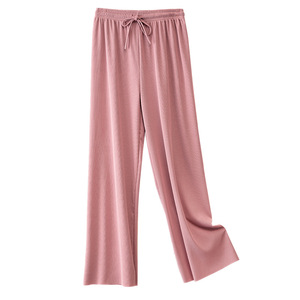 <strong>Women</strong> Summer Ice <strong>Silk</strong> Loose Pants High Waist Wide Leg Straight Casual Long <strong>Trousers</strong> - Product Image 6