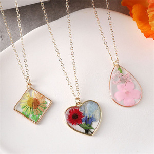 Haomi Nouveau Français Vintage En Alliage De Zinc Fleur Séchée Géométrique À La Mode Pendentif Collier Forêt Pastorale Naturel Petit Floral - Product Image 3