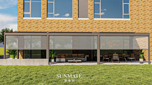 Stores pare-soleil électriques portables en polycarbonate cadre en alliage d'aluminium Double <span class=keywords><strong>toit</strong></span> en verre trempé pour porche véranda-télécommande insonorisée - Product Image 2