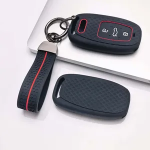 Étui portefeuille en silicone chaud pour clé de voiture télécommandée <span class=keywords><strong>Audi</strong></span> Q7 A6 C7 A1 A5 A4 B9 A3 A6 C5 Q5, 3 boutons, accessoires sans clé - Product Image 3