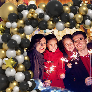 Guirlande Arc Kit Bonne Année Bannière Noir Or Blanc Feuille Ballons Pour <span class=keywords><strong>2023</strong></span> Nouvel An Graduation Party Ballons Décorations - Product Image 6