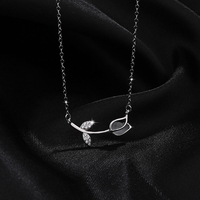 Zierliche 925 Sterling Silber Fine Jewelry Koreanische Mode Zirkon Blume Opal Tulpe Anhänger Halskette für Frauen