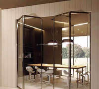 Portes en fer accordéon noir patio extérieur porte pliante en acier de verre portes pliantes en fer pour la maison