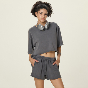 T-Shirt Sportiva da <span class=keywords><strong>Donna</strong></span> in Puro Cotone, Design Vintage, Manica Corta, Traspirante, Morbida, per Palestra - Product Image 3