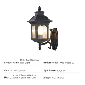 Lanterne murale extérieure rétro européenne en métal et verre, étanche IP65, <span class=keywords><strong>applique</strong></span> de palais, pour villa, jardin, cour, vente en gros pour projets - Product Image 2