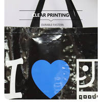 Sacs de shopping en polypropylène noir de luxe pliables réutilisables avec logo personnalisé 2026, sac cadeau tissé en PP