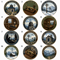 Pièce de monnaie commémorative personnalisée en alliage de zinc avec relief 3D, thème Montagne et Télégraphe, souvenir métallique avec boîte en velours, sans quantité minimale de commande