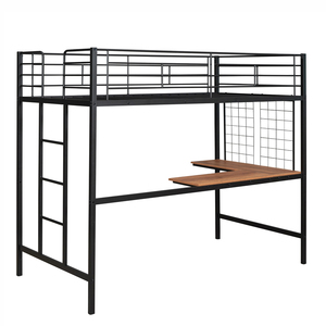 Cama Alta Ajustable para Adultos y Estudiantes con Escritorio, Litera Metálica para Dormitorio, Hotel, Apartamento o Villa, con Funciones de Almacenamiento Plegable - Product Image 4