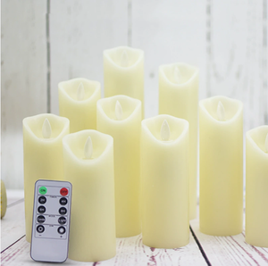 Bougies sans flamme à piles <span class=keywords><strong>LED</strong></span> en cire, avec télécommande 10 touches et minuterie, bougies coniques scintillantes pour mariage - Product Image 2