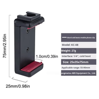 Support de trépied pour téléphone avec griffe porte-accessoire pour microphone et éclairage vidéo LED, vis de trépied 1/4'' pour utilisation sur lit, en matériau ABS portable