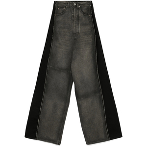 Jeans da Donna Personalizzati Super Baggy a Gamba Larga, <span class=keywords><strong>Pantaloni</strong></span> in Denim Streetwear a Vita Media con Lavaggio Vintage e Color Block Nero - Product Image 5