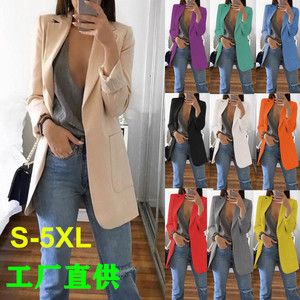 Più il Formato 5XL Molla Delle Donne Per Il Tempo Libero Solido del Cappotto Del Vestito Delle Signore Gira-giù il Collare Cardigan Giacca Sportiva di Prezzi Bassi Delle Donne Elegante cappotti vestito - Product Image 2