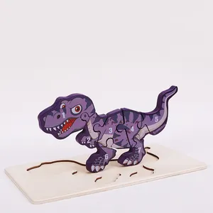 Cartoon Dinosaur Jigsaw 3d puzzle number blocks new design Wooden Kids Dinosaur Puzzle board