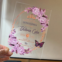 Cartes d'invitation de mariage personnalisées en verre acrylique transparent de luxe, impression UV, personnalisation, logo gravé au laser, design sûr