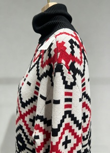 Suéter Fairisle para Mujer OEM/ODM, Manga Larga, Cuello Alto - Product Image 3