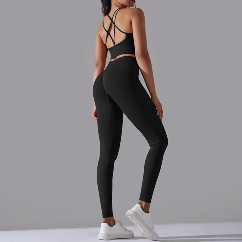 Naadloze Sport Shorts Butt Lifting Legging Cross Back Bh Activewear Gym Outfit Workout 3 Stuk Yoga Sets Fitness Voor Vrouwen